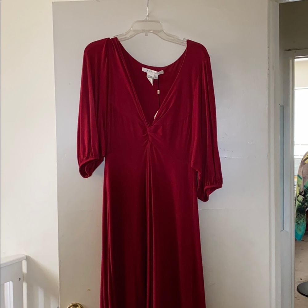 Long red evening dress.